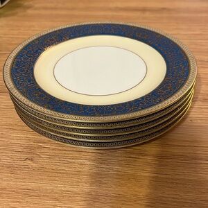Noritake China 1940’s Vornay Plates Set of 5 7.5" Salad/Bread? MINT Blue Gold